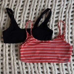Striped Orange and Black Crop Tops